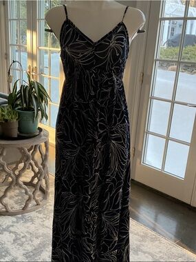 Patrons of Peace Navy Floral Velvet Slip Maxi Dress